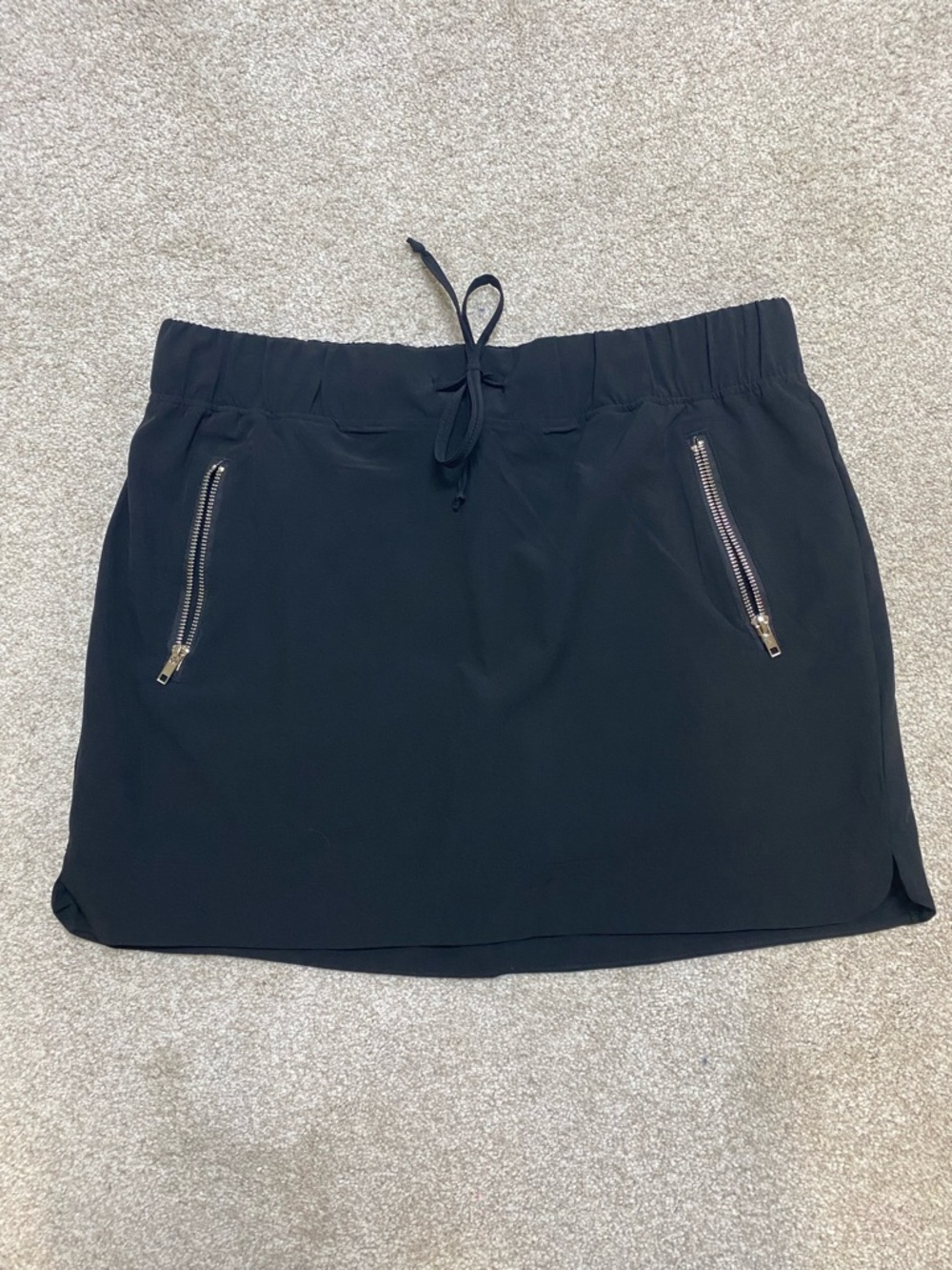 Coco + Carmen Black Drawstring Mini Skort with Zipper Pockets